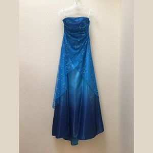 Blue ombré formal dress with embroidery